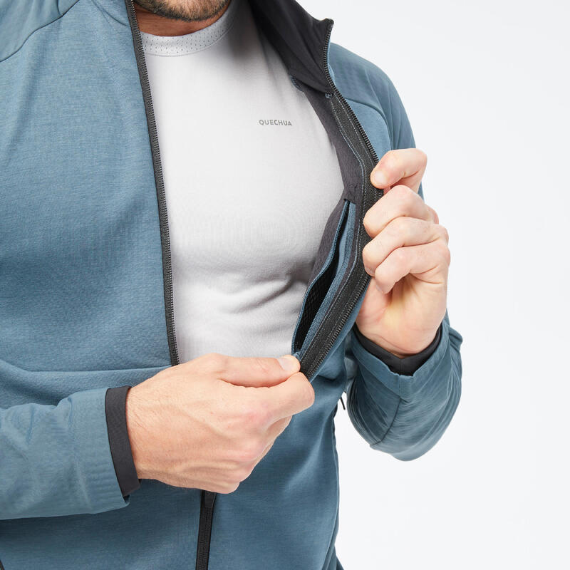Polaire de randonnée montagne homme, MH500 Light full zip bleu