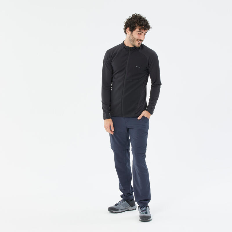 Polar cu fermoar Drumeție la munte MH500 Light Negru Bărbați