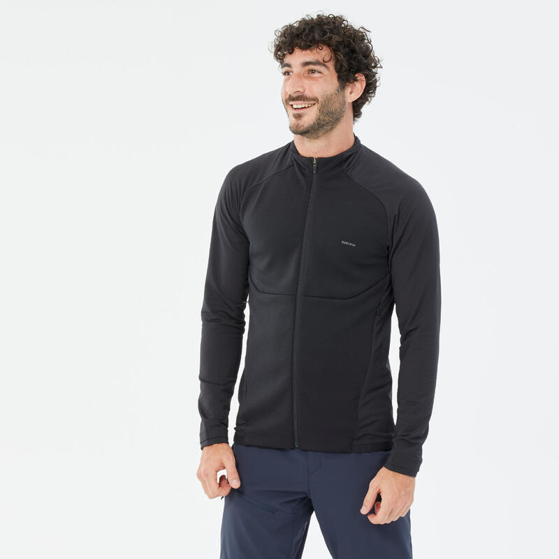 Férfi vékony polár pulóver túrázáshoz MH520 Light, fekete