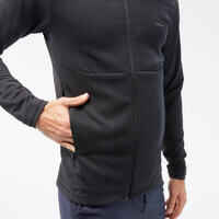 Men’s mountain hiking fleece jacket MH500 Light Full Zip - Black