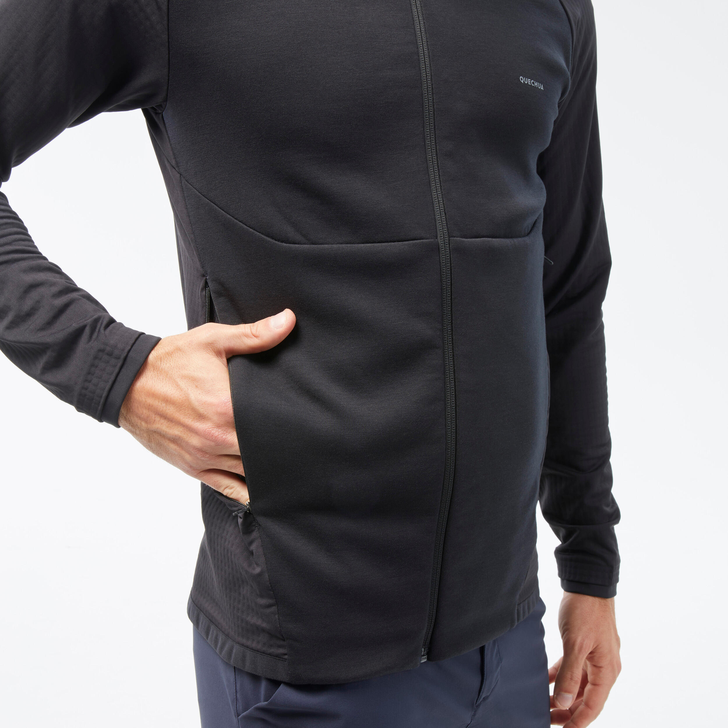 Chaqueta polar de montaña y trekking fina Hombre Quechua MH520 Light negro 4/6