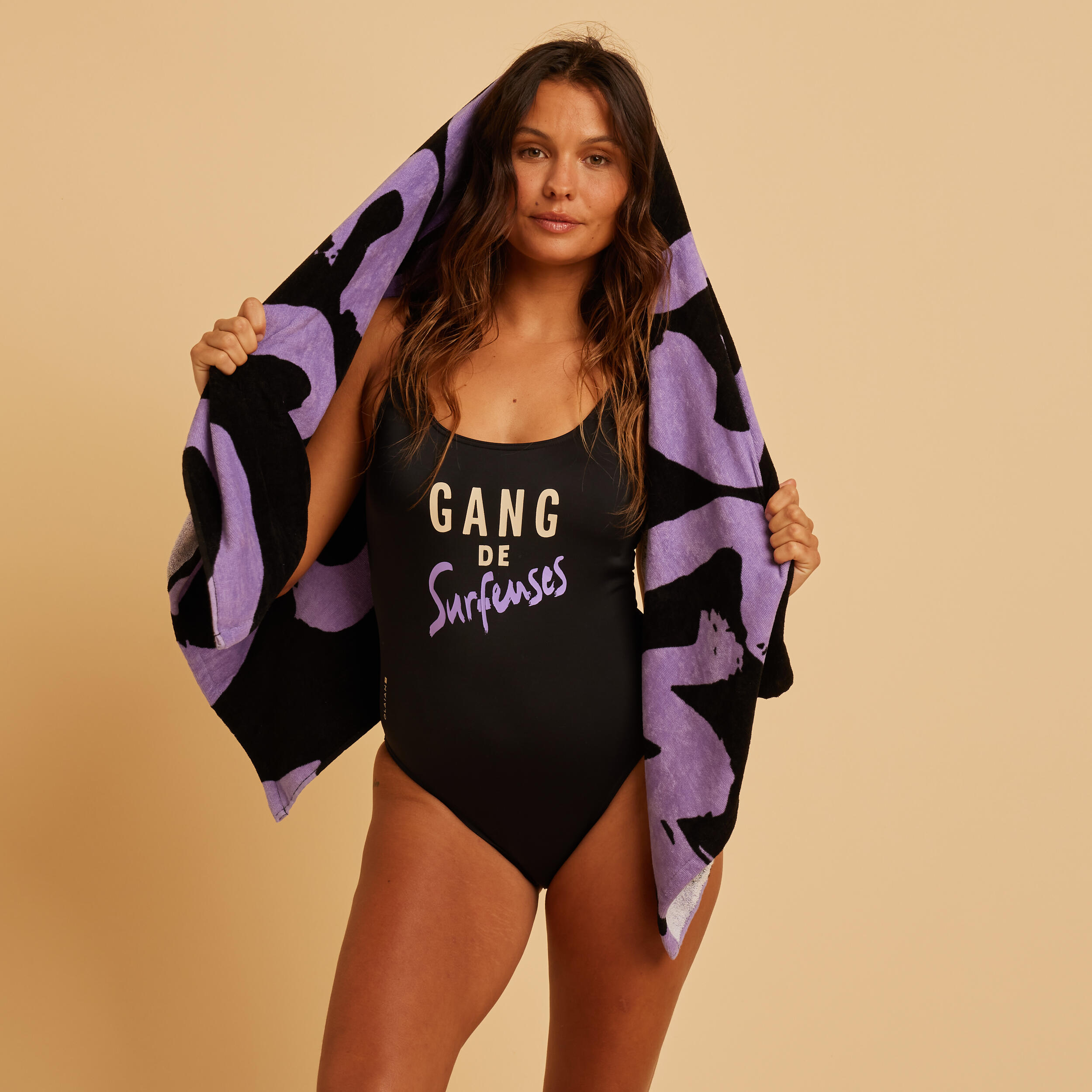 TOWEL l print gang noir 145x85 cm 3/8