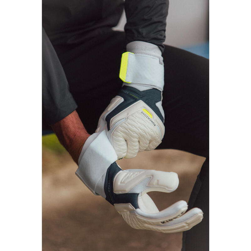 Fotbalové brankářské rukavice F900 Viralto bílo-modro-žluté