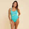 Swimming 1-piece Suit with Adjustable Cups and Exclusive Print AURELY turquoise