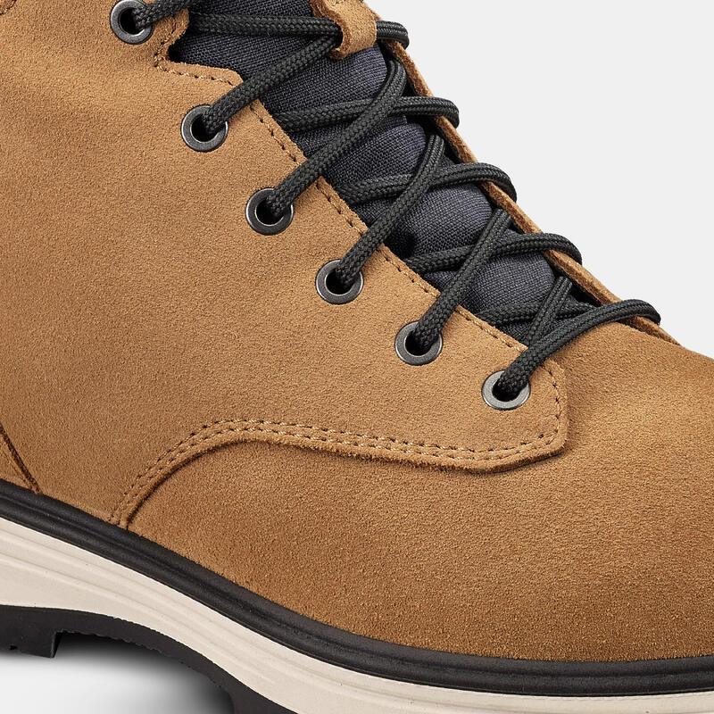 Chaussures de randonnée en cuir chaud homme, NH500 High Leather marron