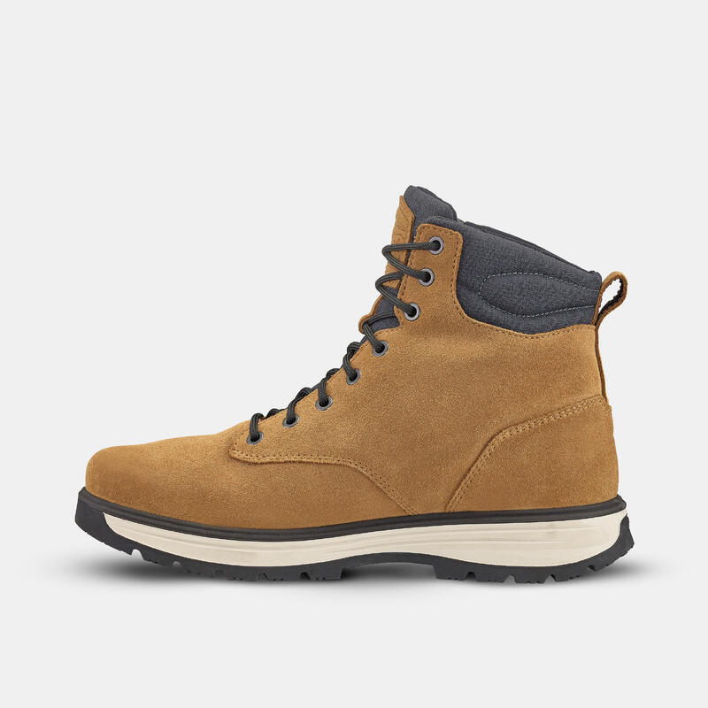 Chaussures de randonnée en cuir chaud homme, NH500 High Leather marron