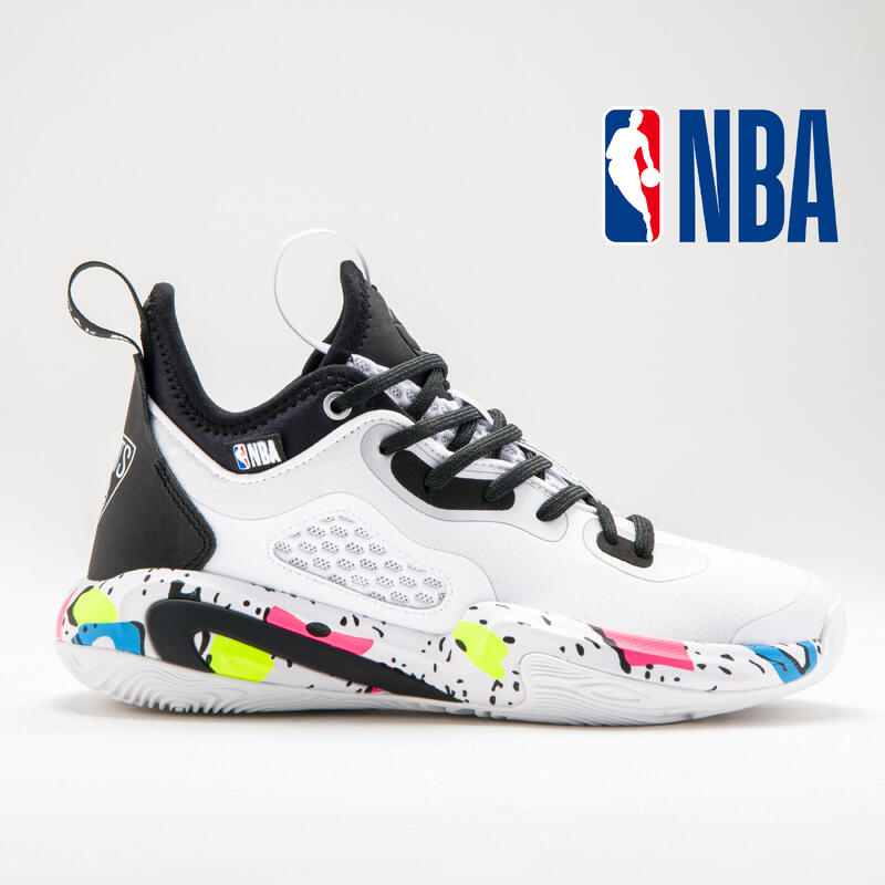 Basketbalschoenen NBA Brooklyn Nets kinderen SE900 MINI ME wit