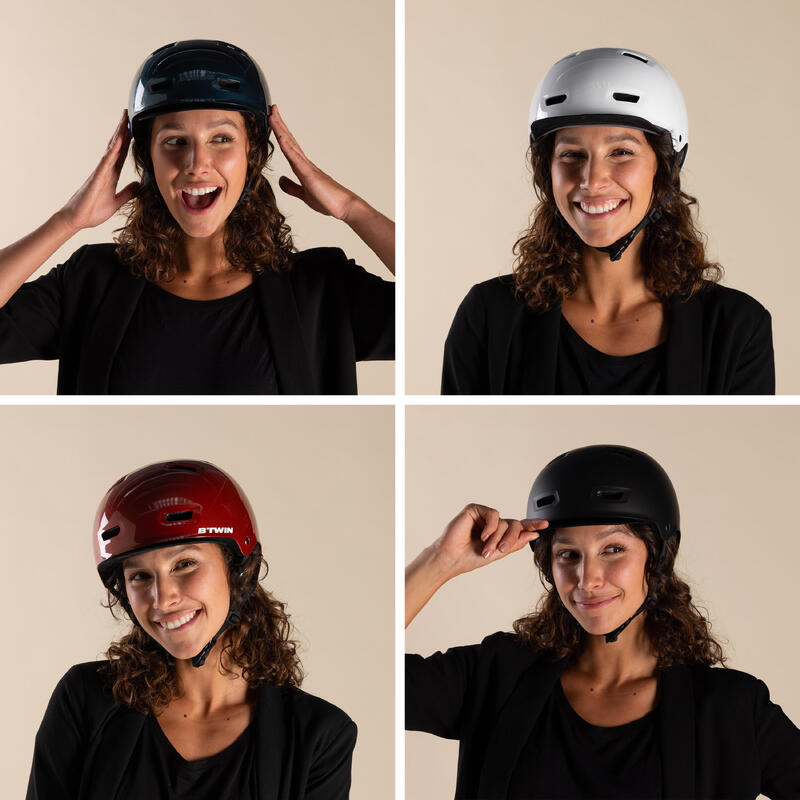 Casco bici città bowl 500 blu