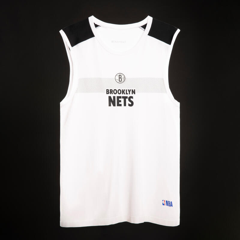 Mouwloos ondershirt voor basketbal volwassenen Brooklyn Nets UT500 wit