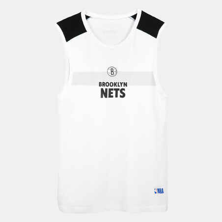  Otroška košarkarska osnovna majica UT500 - NBA Brooklyn Nets/bela