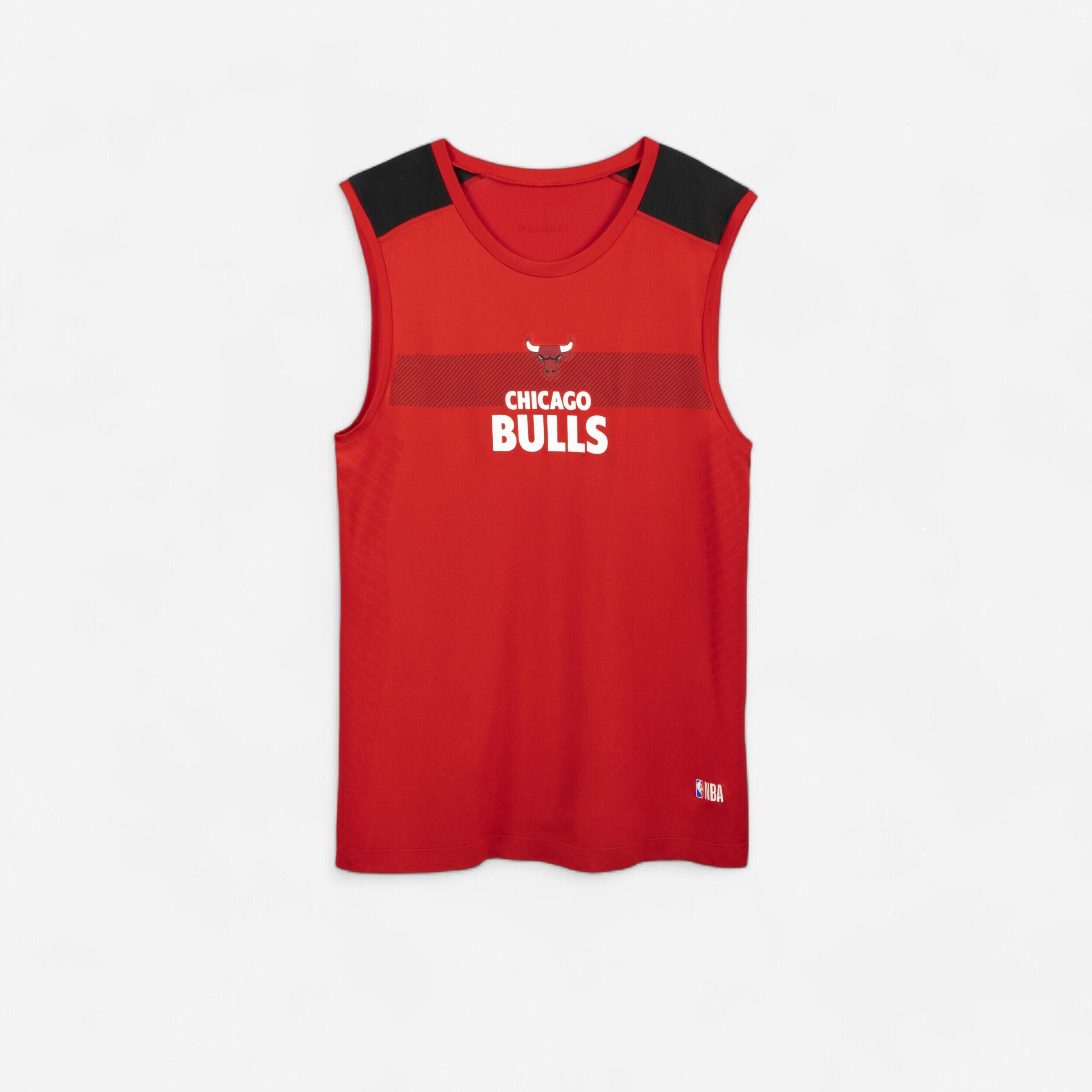 TARMAK Kids' Sleeveless Basketball Base Layer Jersey UT500 - NBA Bulls Red