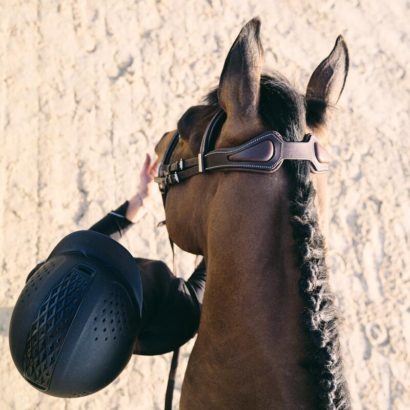 Filet équitation cuir muserolle française Cheval et Poney - 900 marron foncé