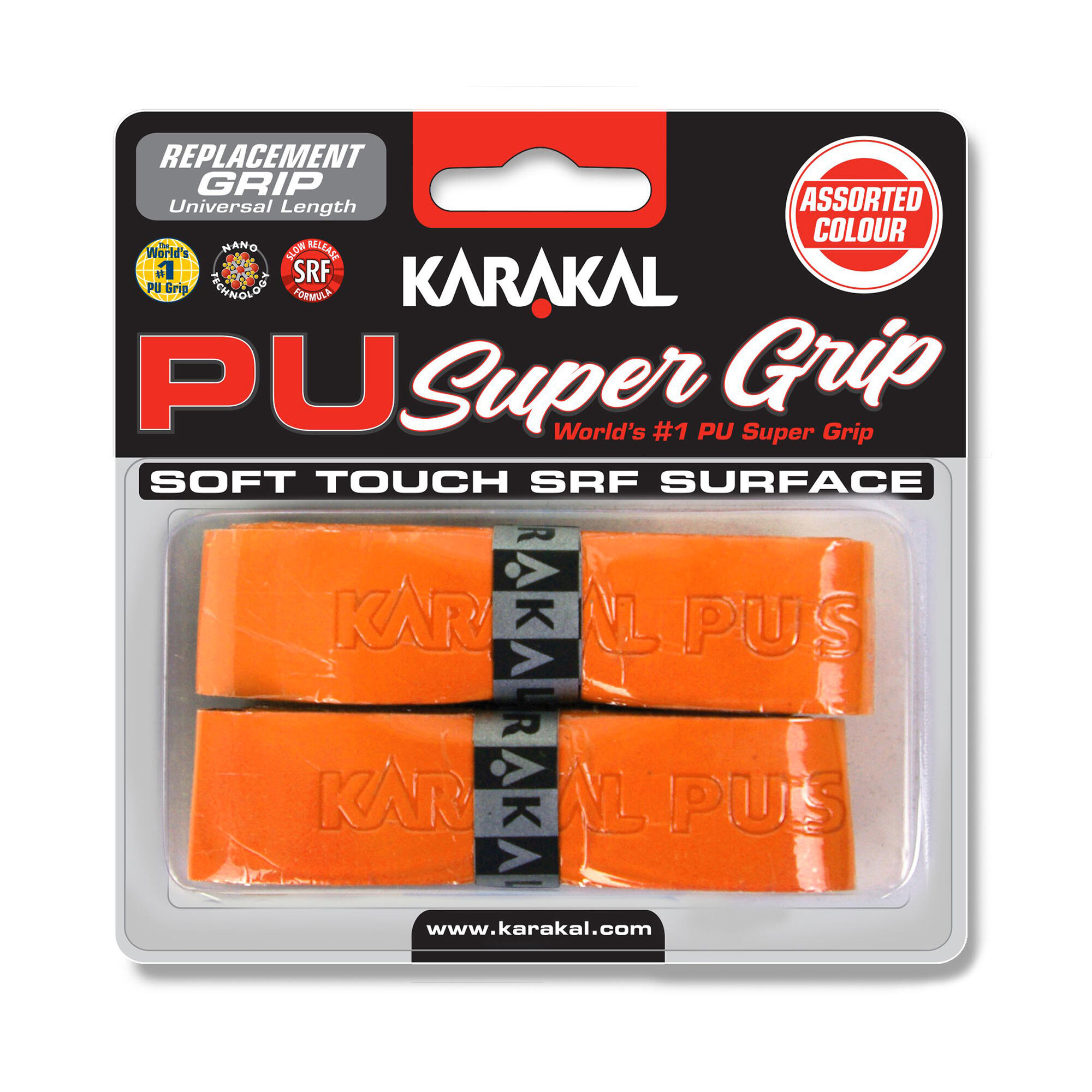 Super PU Squash Grip Twin-Pack - Orange 1/2