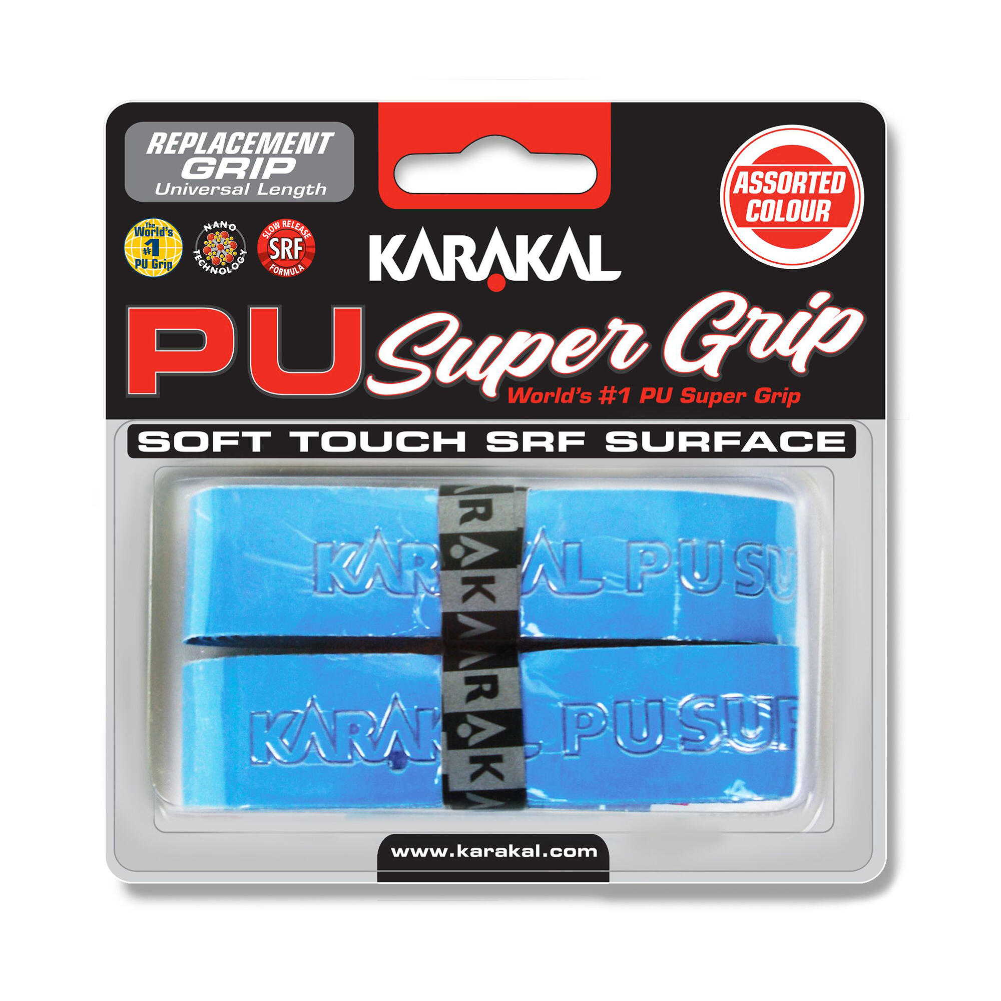 Super PU Squash Grip Twin-Pack - Light Blue 1/2