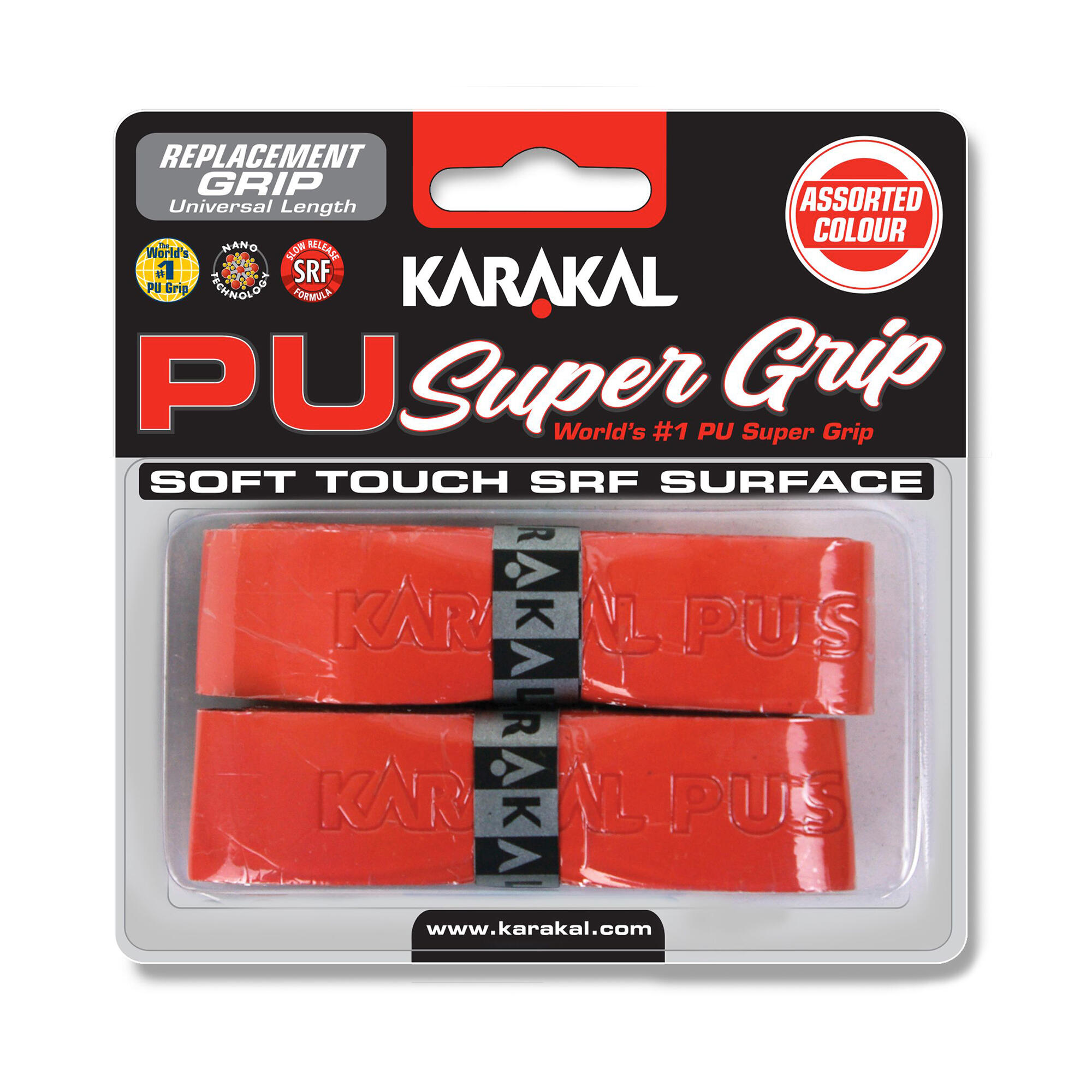 KARAKAL Super PU Squash Grip Twin-Pack - Red