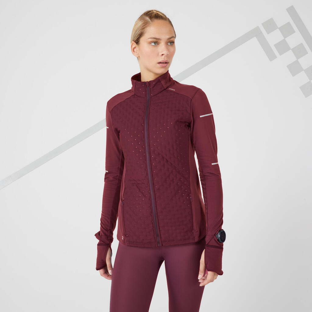 Laufjacke Winter Kiprun warm Damen bordeaux 