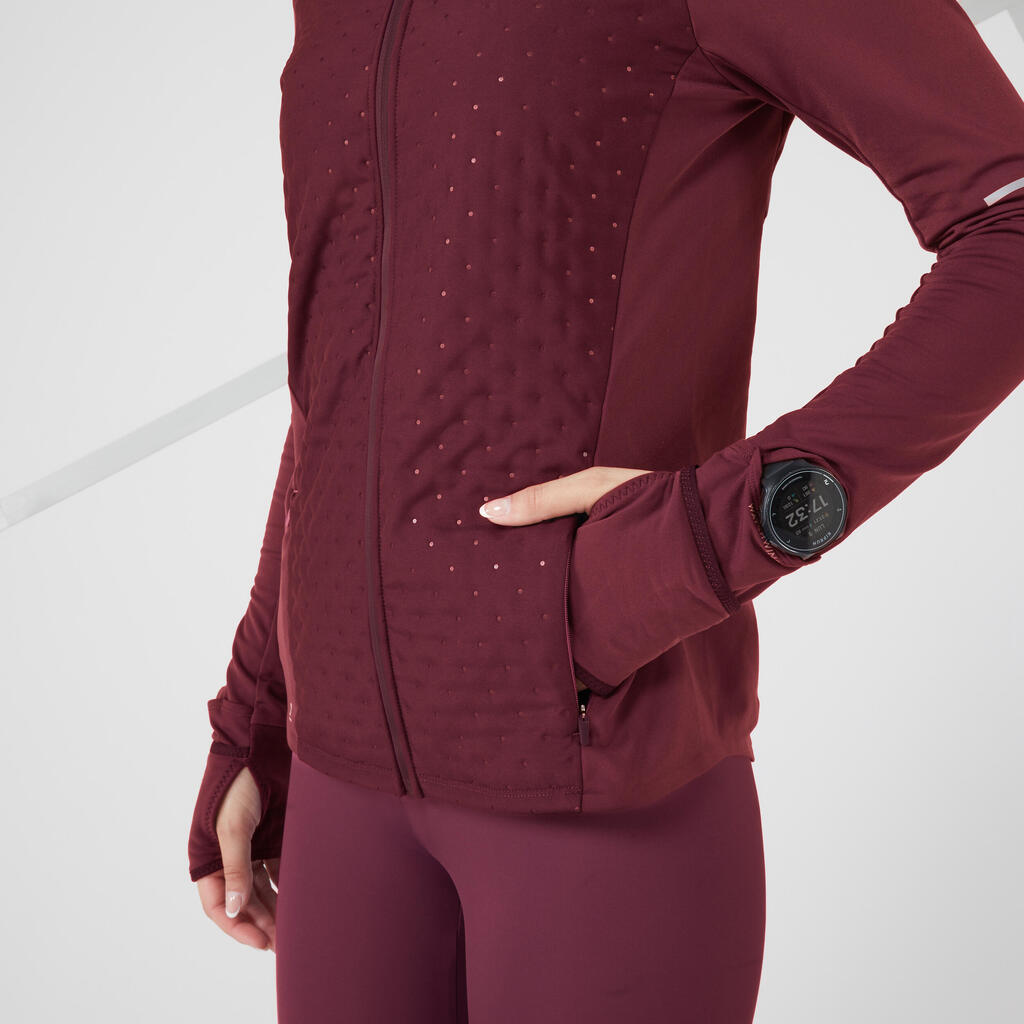 Laufjacke Winter Kiprun warm Damen bordeaux 