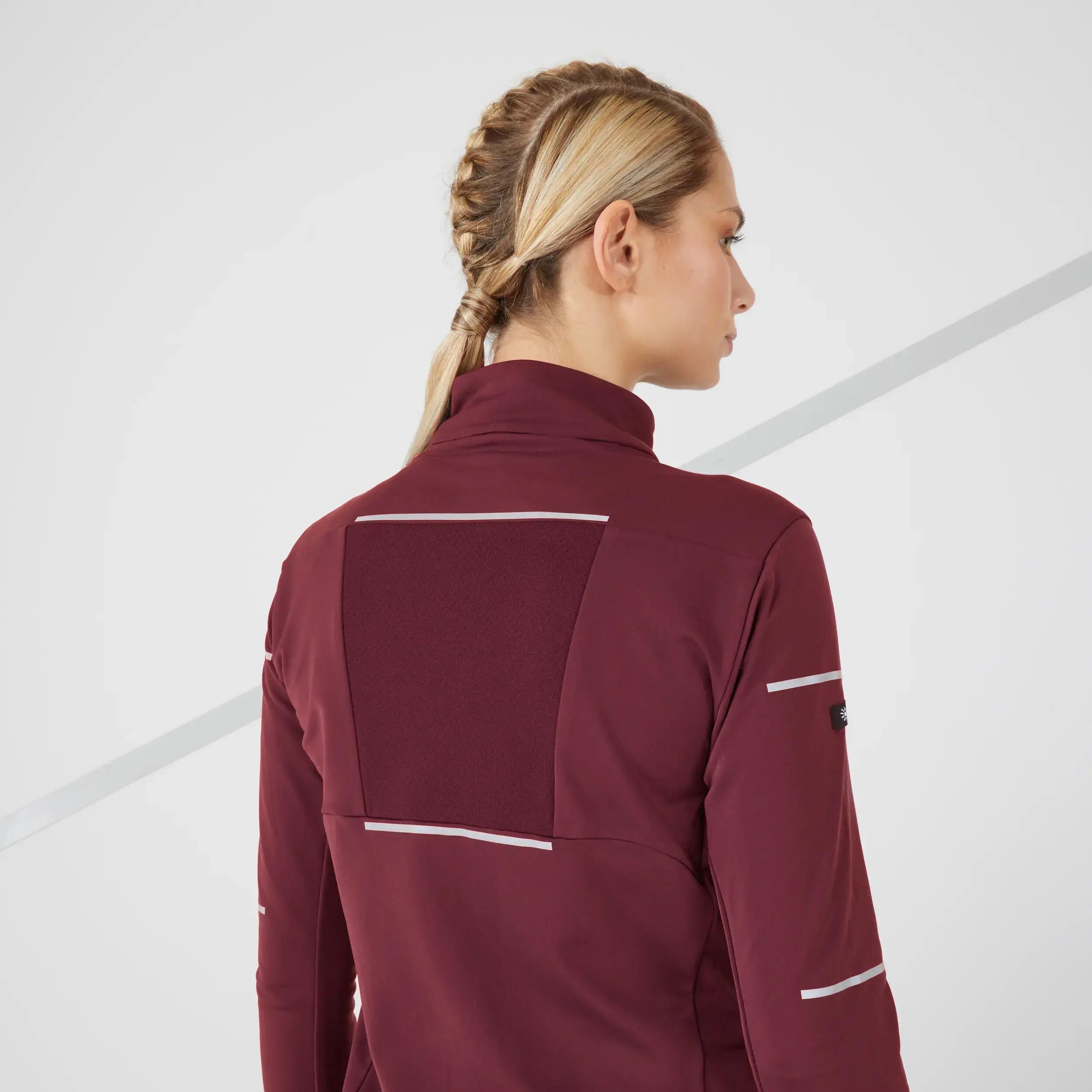 WARM WOMEN'S WINTER RUNNING JACKET BLACK BURGUNDY 5/10