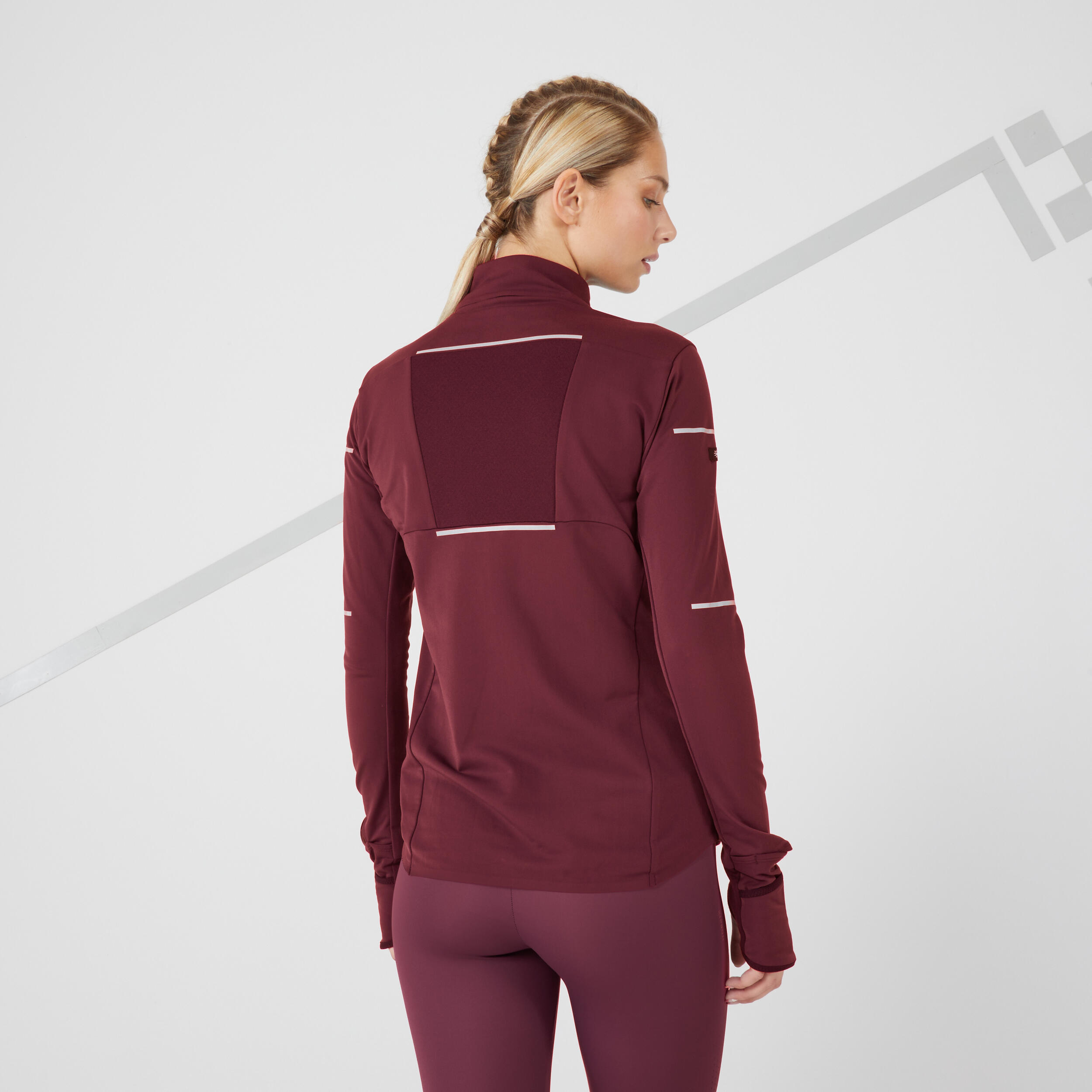 WARM WOMEN'S WINTER RUNNING JACKET BLACK BURGUNDY 2/10
