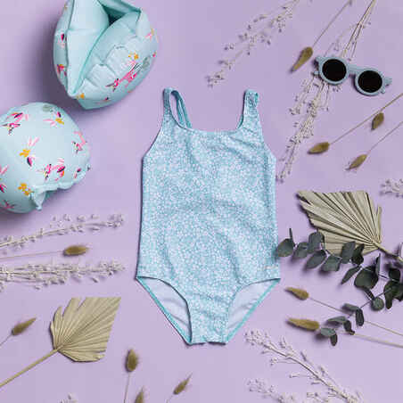 Baby Girls' One-Piece Swimsuit - Mint Green Flower Print