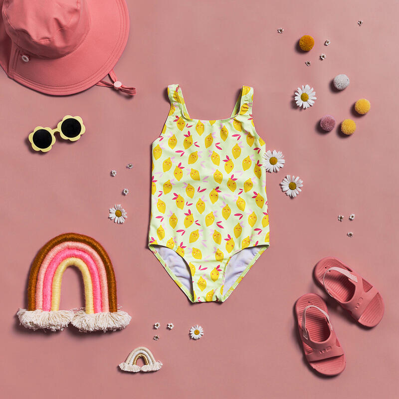 Costume intero baby bambina LIMONI giallo