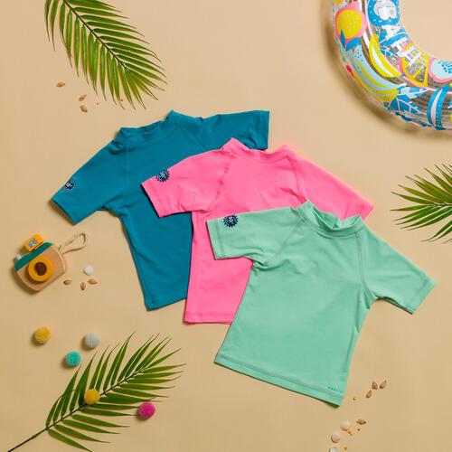 UV-Shirt kurzarm Baby - blau/rosa/grün 