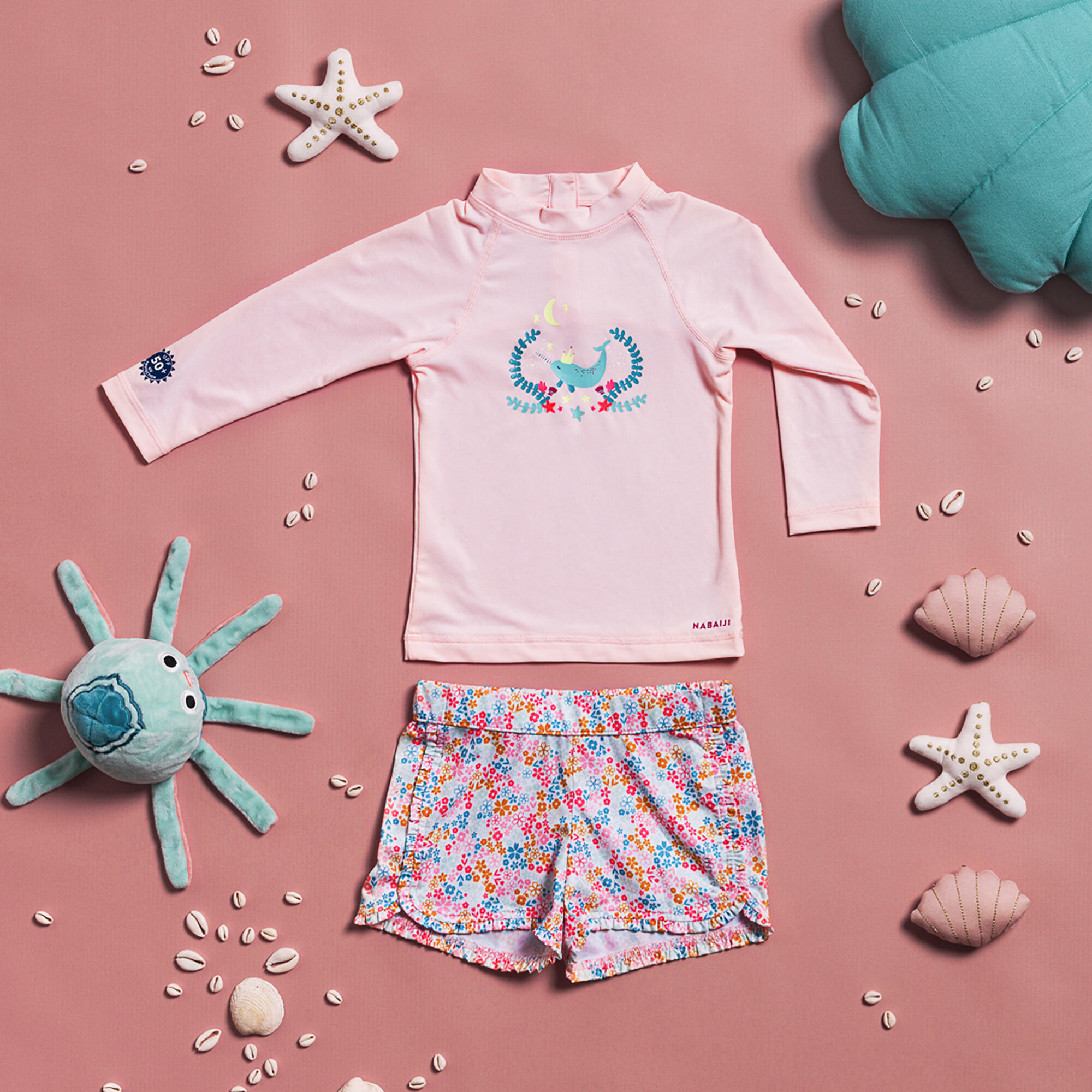 Short De Bain Bebe Enfant Imprime Fleurs NABAIJI Decathlon
