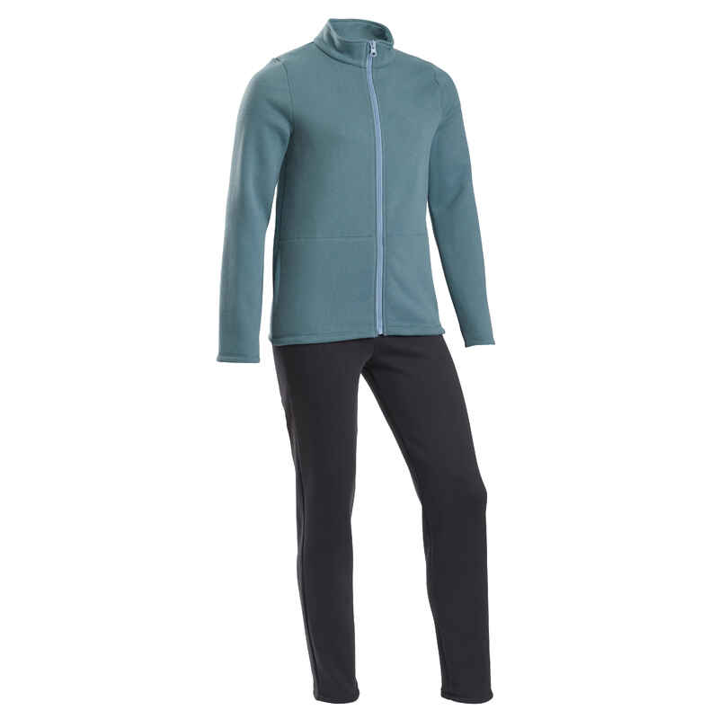 Trainingsanzug Kinder Basic - Warmy Zip grün/grau