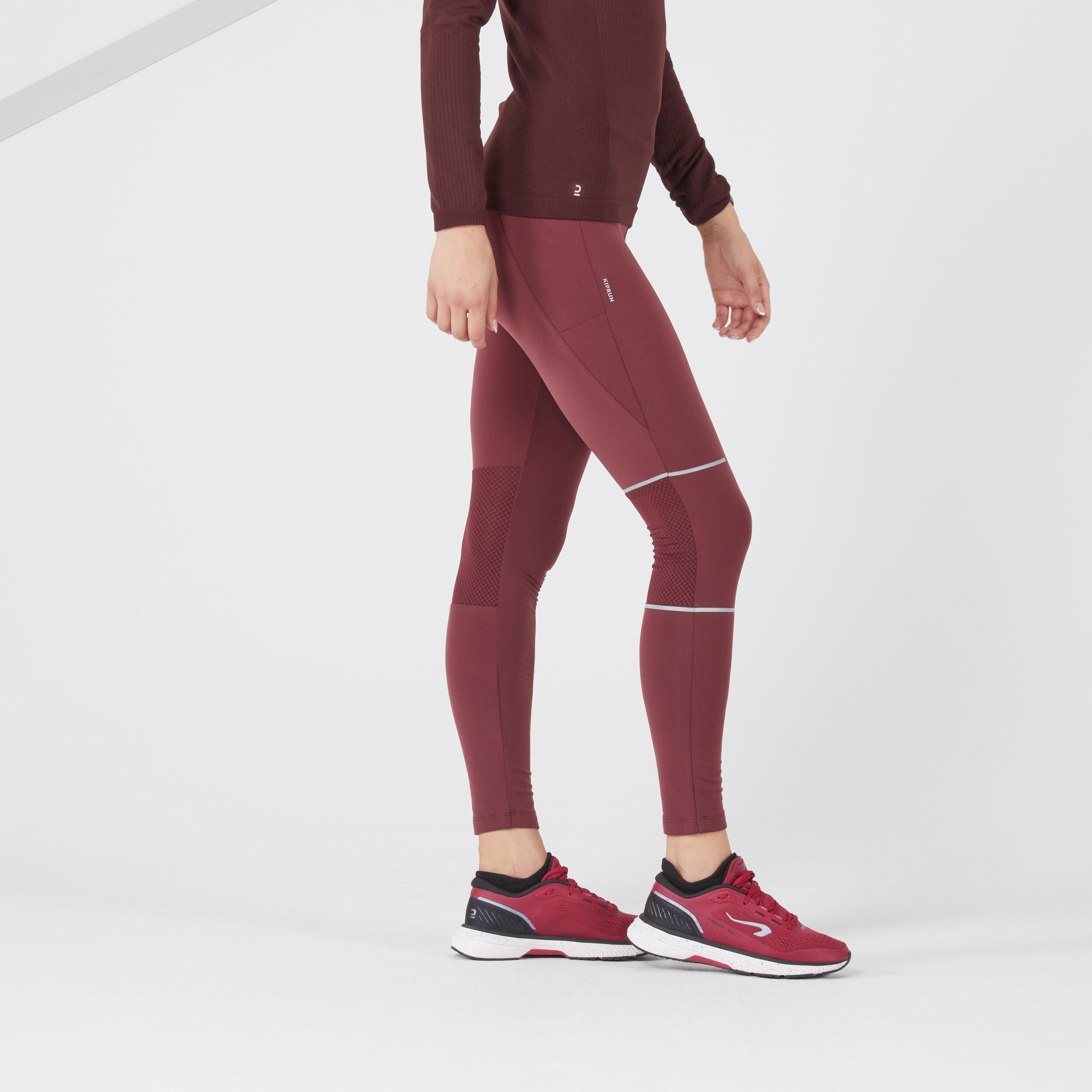 WARM WOMEN'S WARM RUNNING TIGHTS - BURGUNDY 6/6