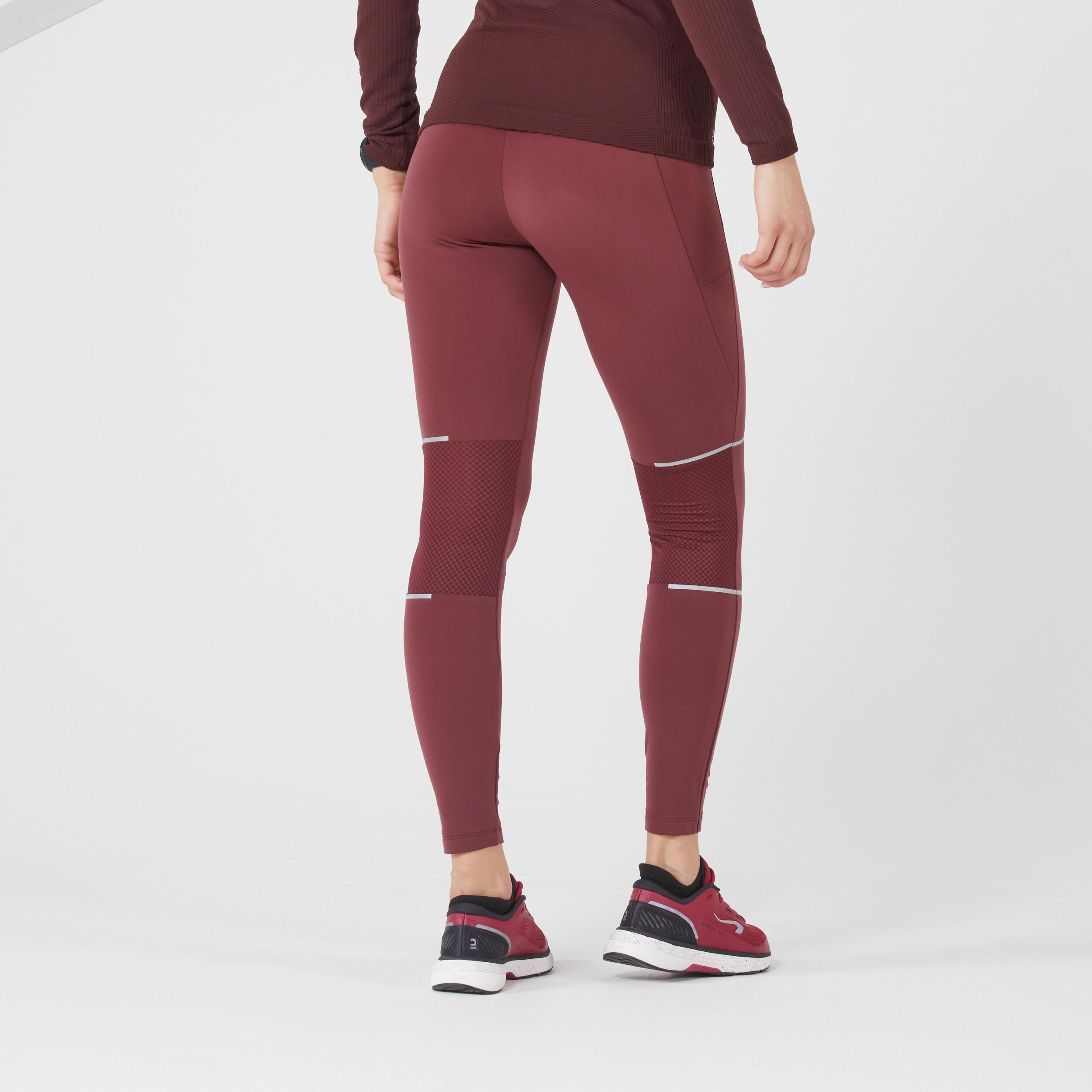 WARM WOMEN'S WARM RUNNING TIGHTS - BURGUNDY 3/6