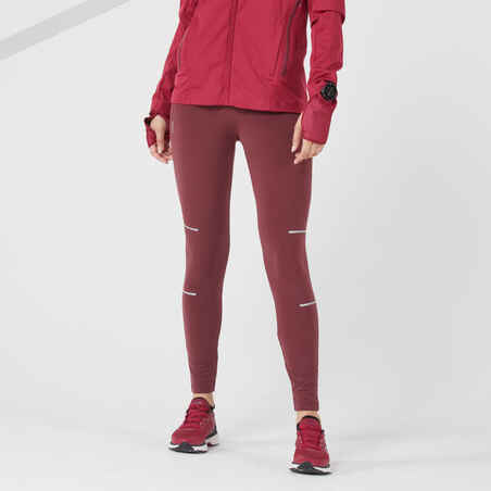 Tajice za trčanje Kiprun Warm ženske bordo crvene