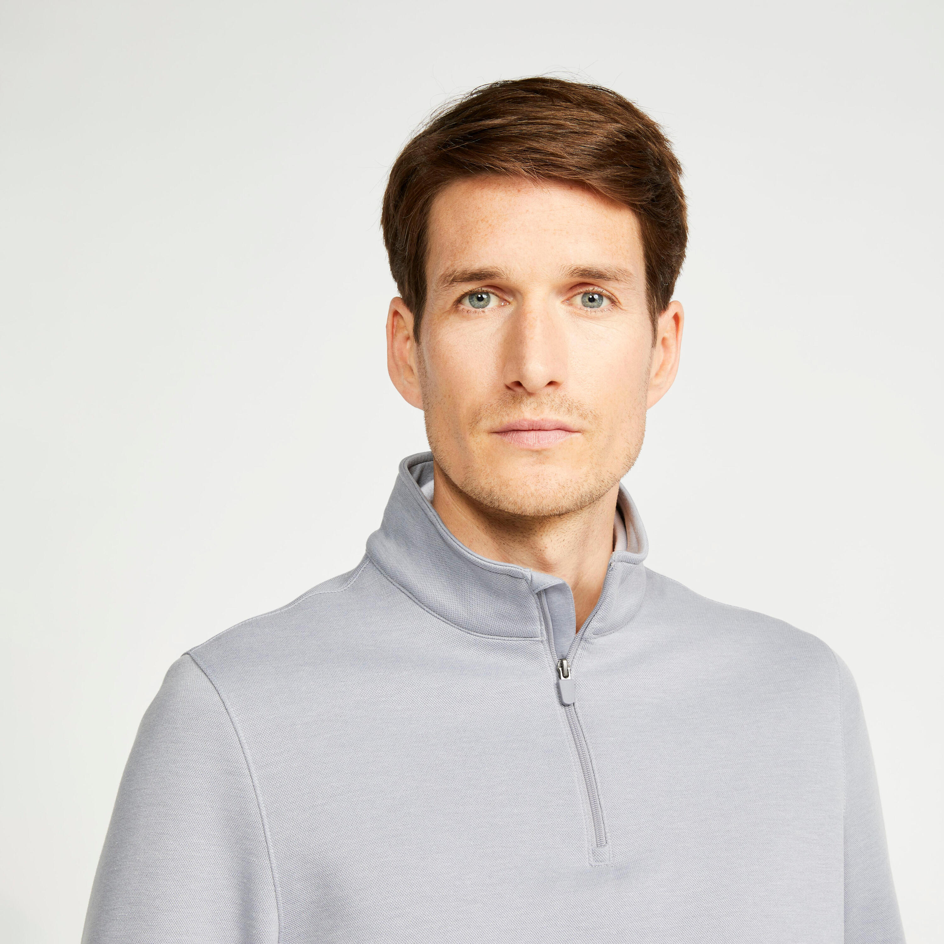 Men’s golf zipped sweatshirt MW500 grey 3/9