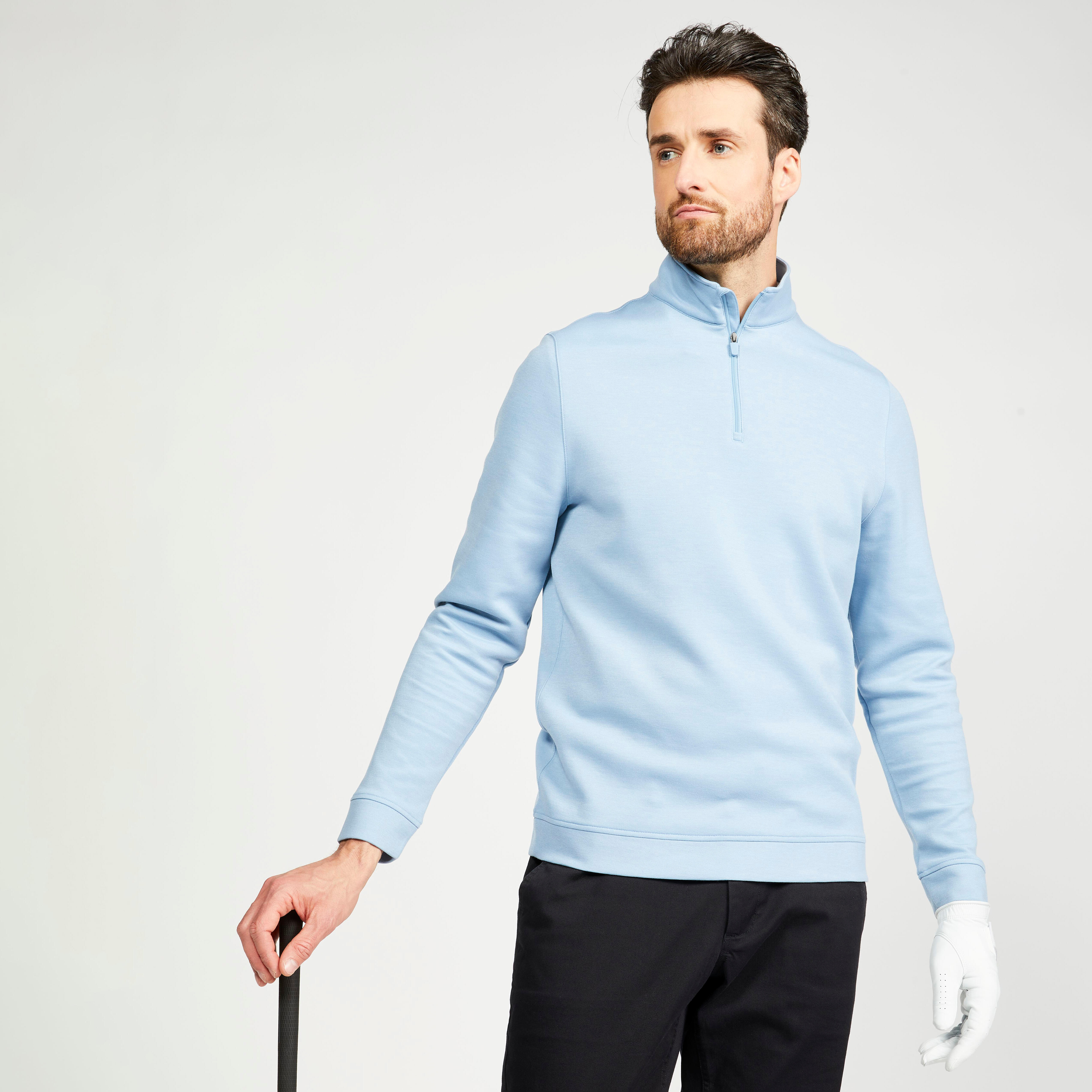 sweat golf homme - mw500 bleu denim - inesis