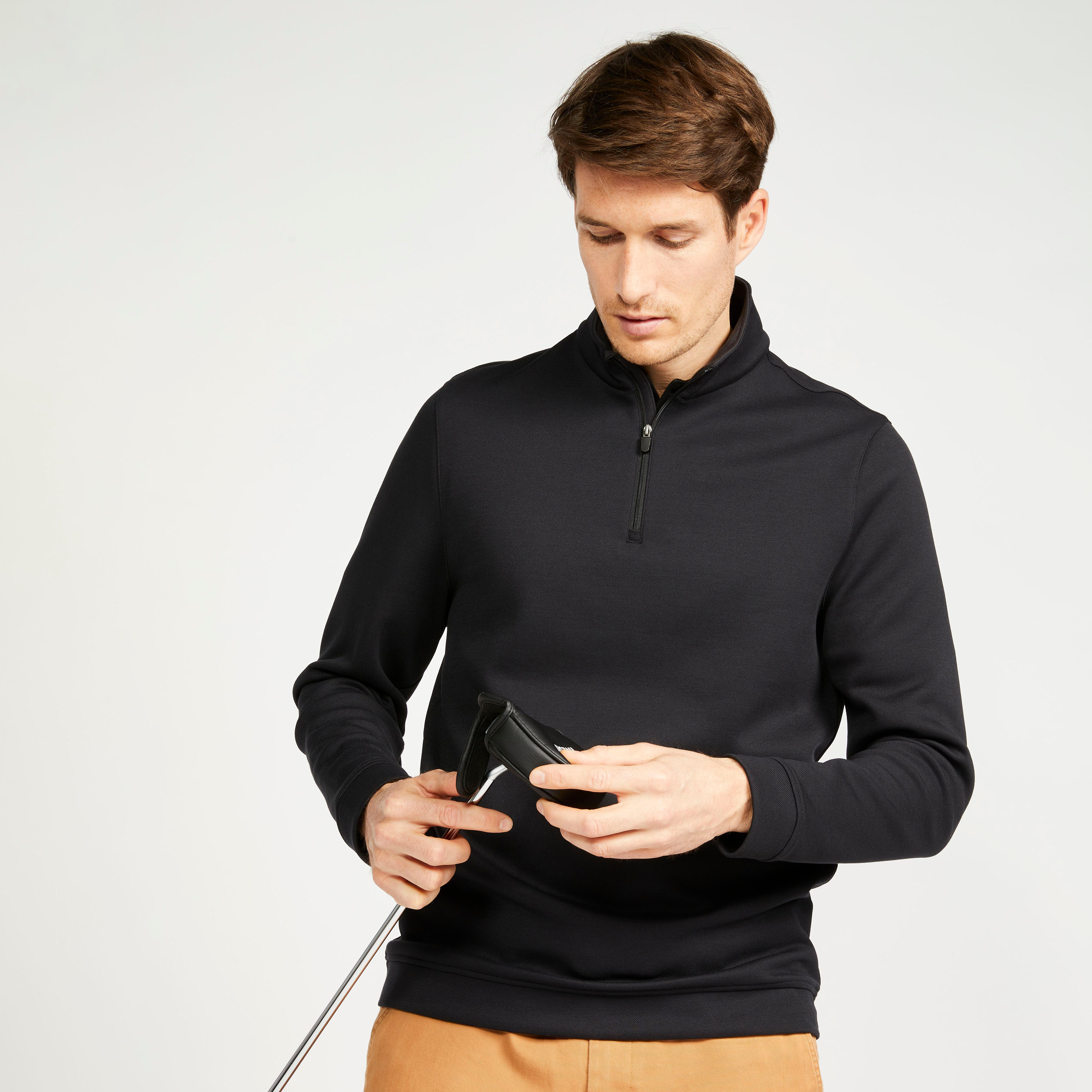 sweat golf homme - mw500 noir - inesis