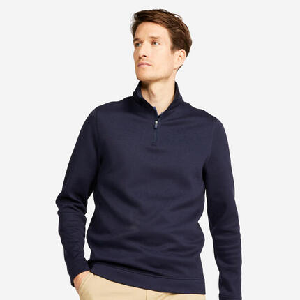 Sweat zippé golf homme, MW500 bleu marine