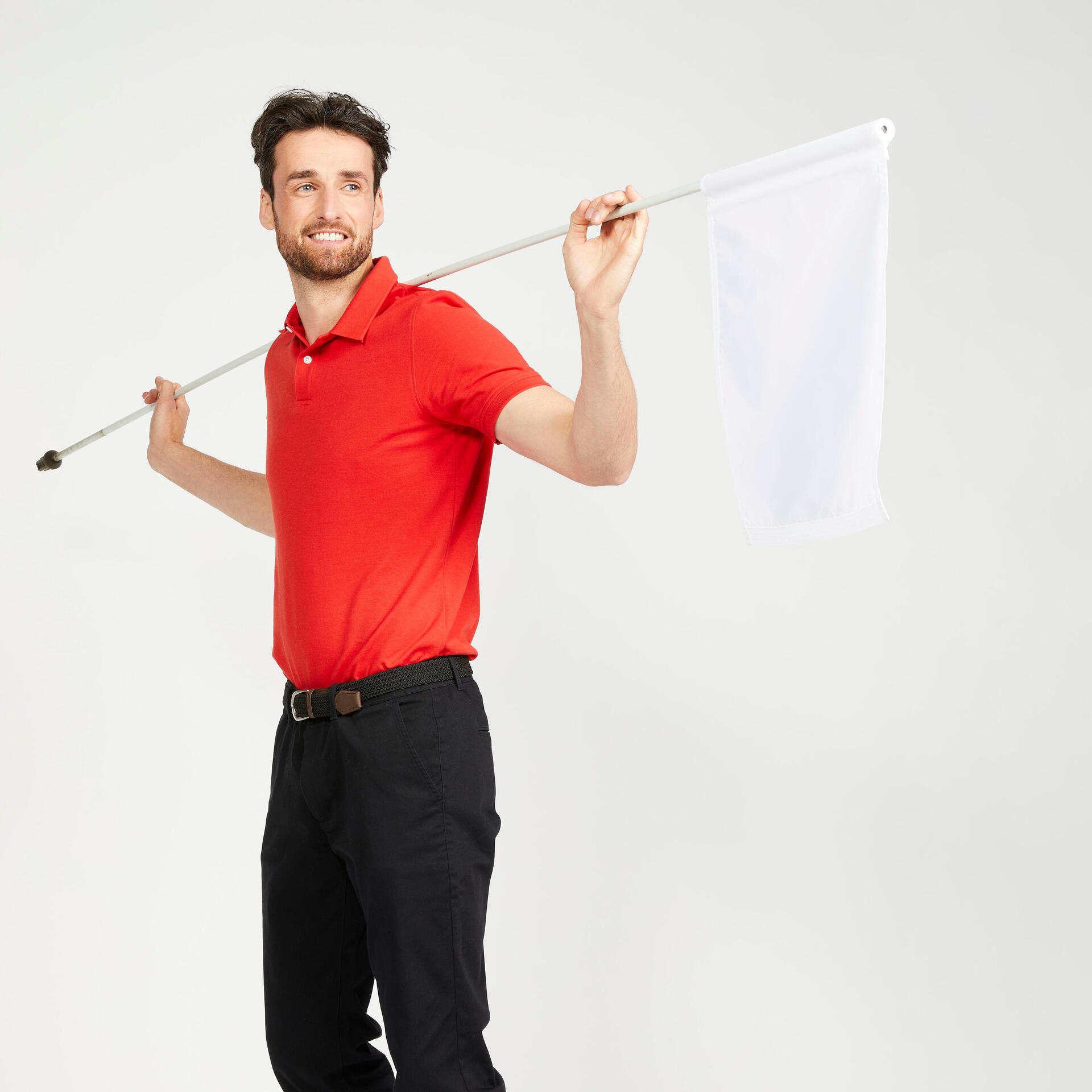Men's golf cotton and polyester short-sleeved polo shirt MW500 red
