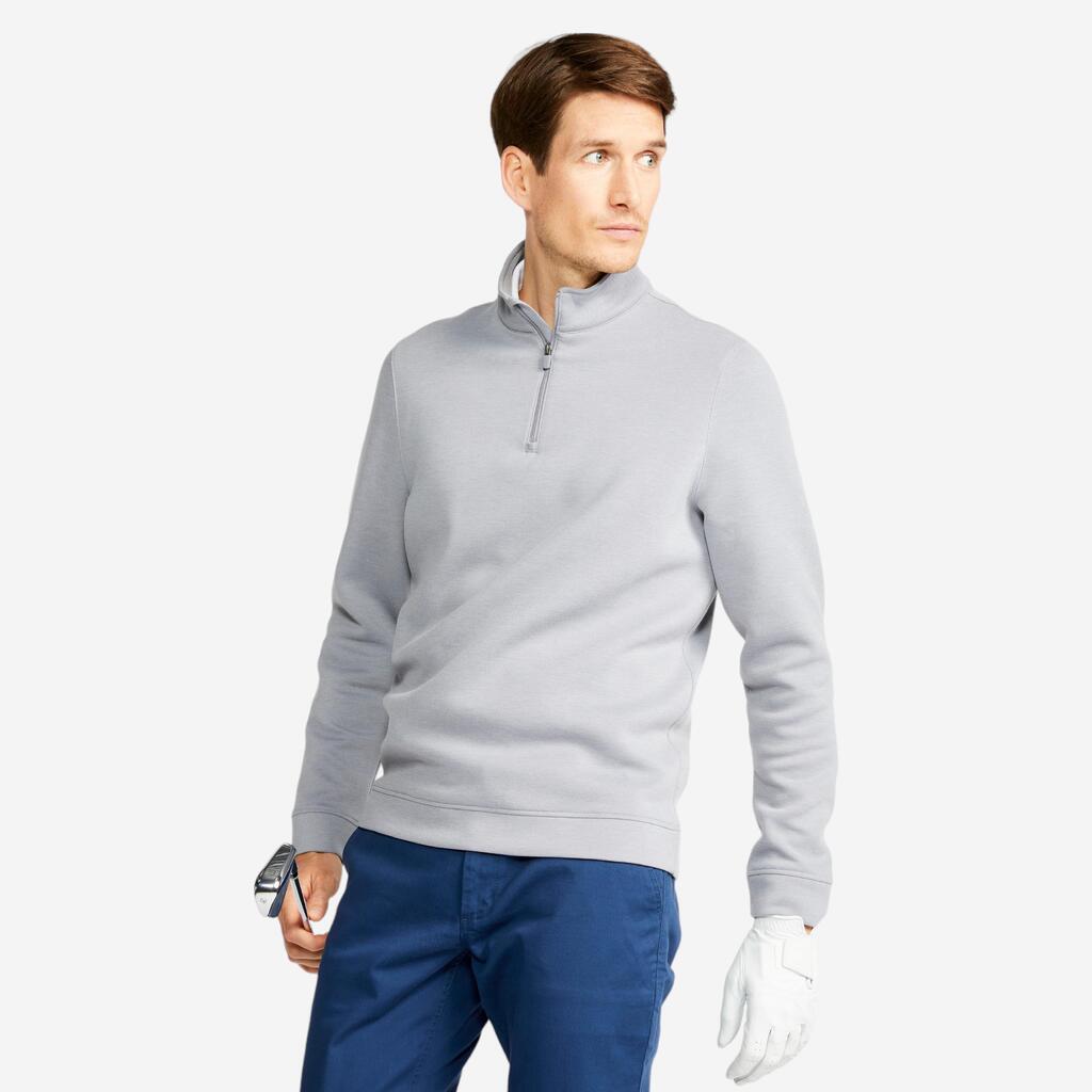 Men’s golf zipped sweatshirt MW500 grey