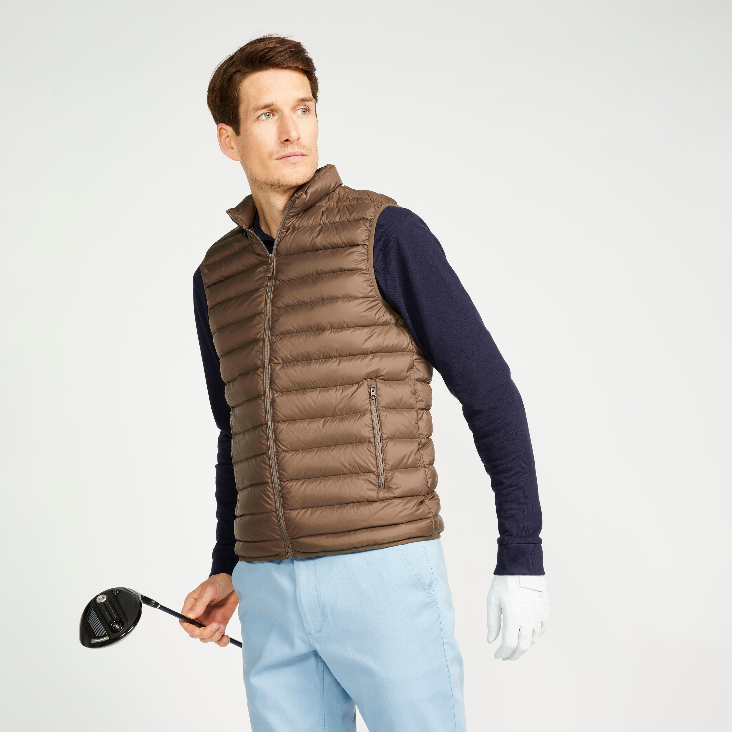 INESIS Men's Sleeveless Down Golf Jacket - MW500 brown