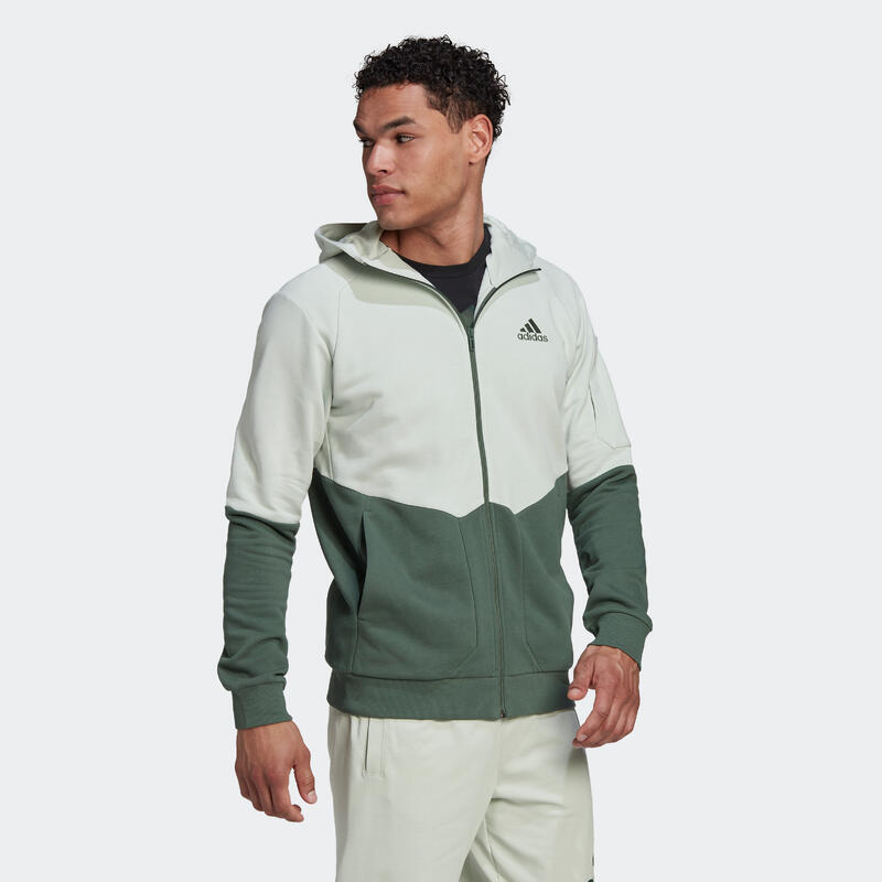 VESTE A CAPUCHE DE FITNESS SOFT TRAINING GAME DAY ADIDAS HOMME VERT