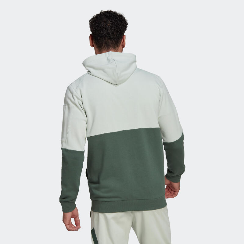 Hoodie met rits voor fitness en soft training heren Game Day groen