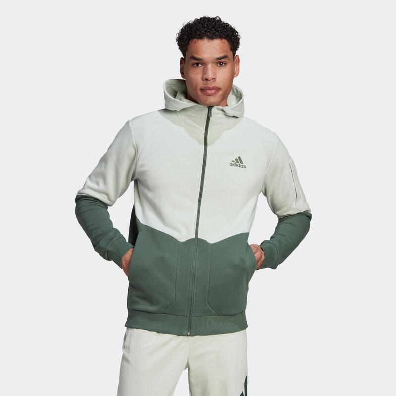 waardigheid Hallo kooi Hoodie met rits voor fitness en soft training heren Game Day groen | ADIDAS  | Decathlon.nl