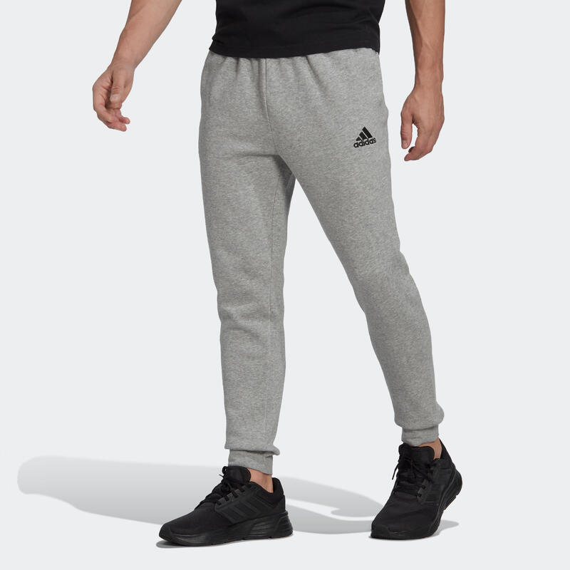 Pantaloni uomo fitness Adidas regular misto cotone grigi