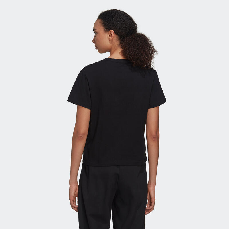 T-shirt voor fitness en soft training dames Floral zwart