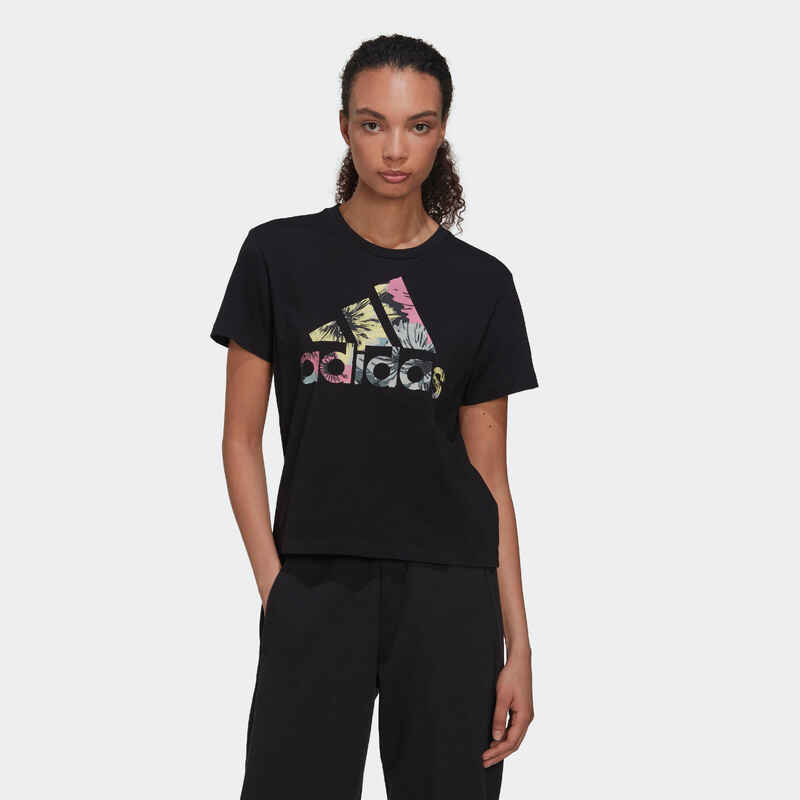 T-Shirt Adidas Fitness Soft Training Floral Damen schwarz  Media 1