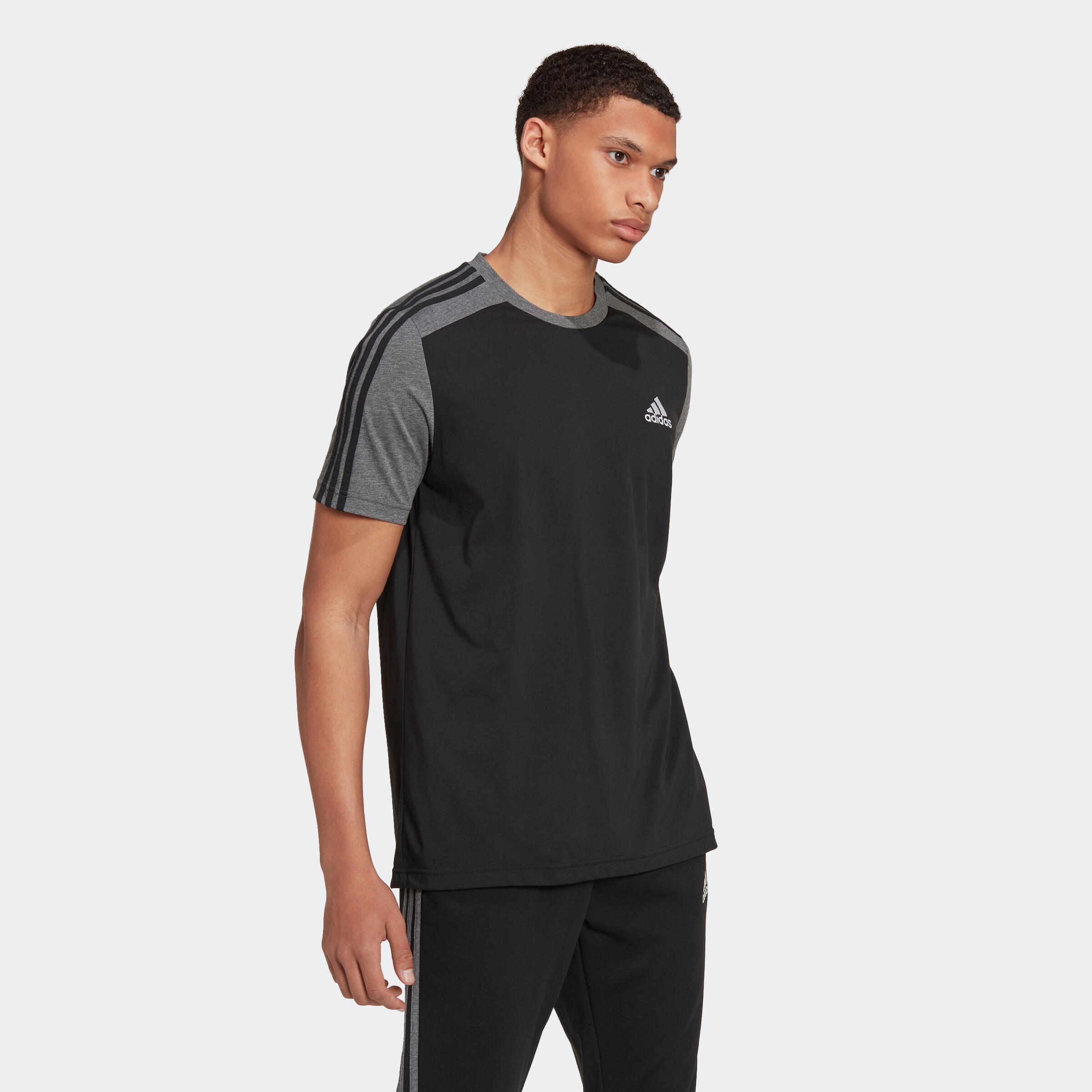 Pánské fitness tričko Adidas černo-šedé 3/11