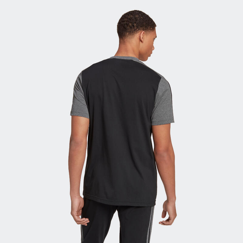 T-shirt voor fitness en soft training heren zwart en grijs