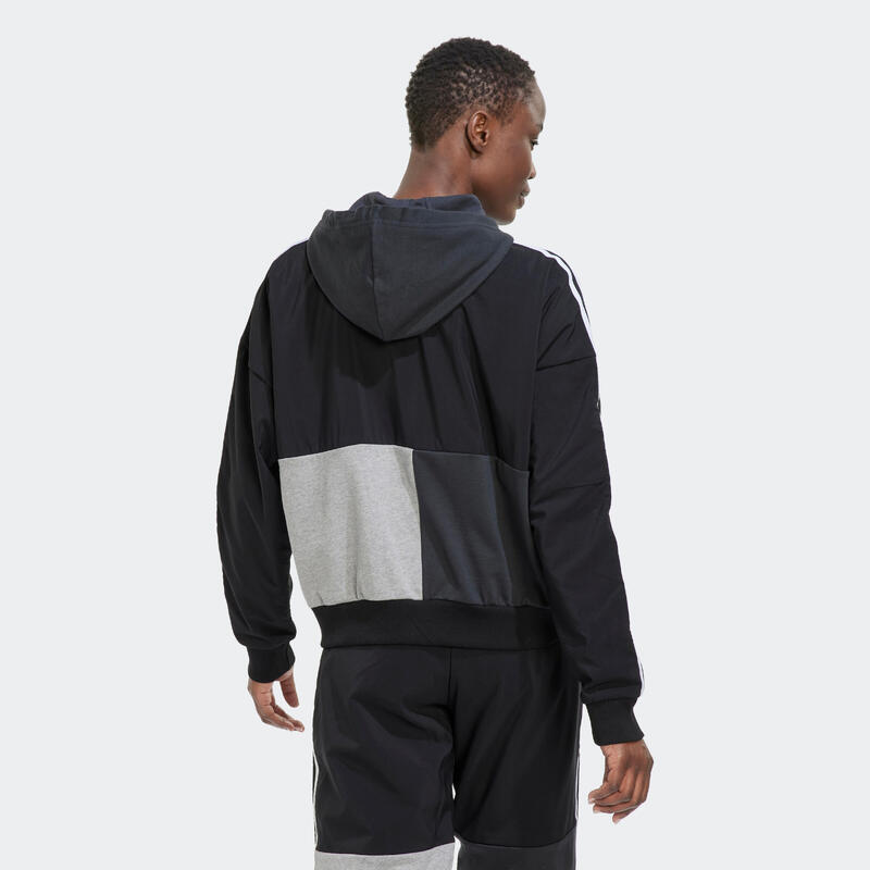 Dámská fitness mikina s kapucí Adidas Color Block černo-šedá