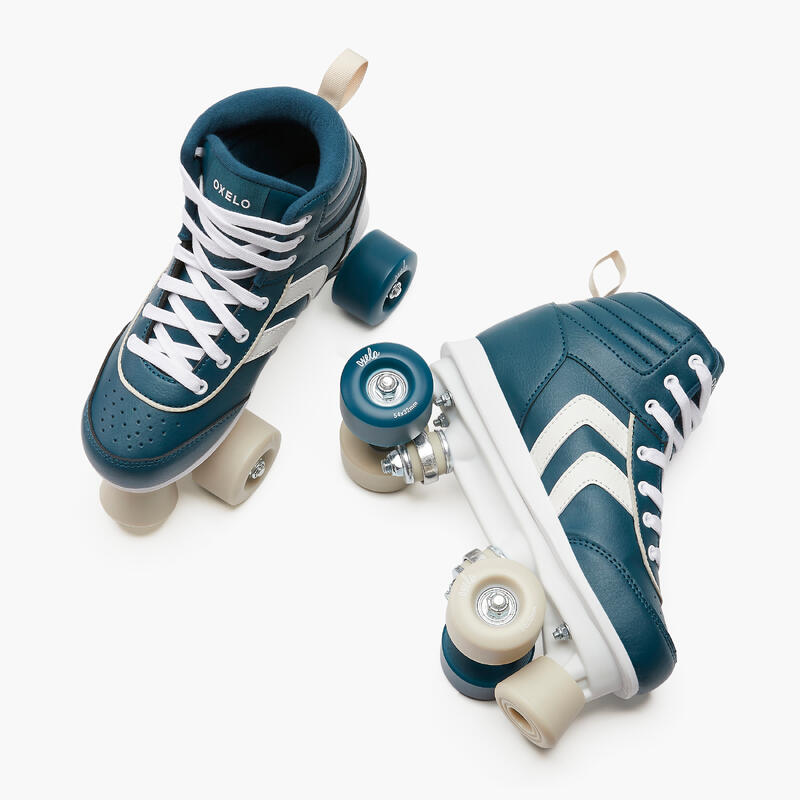 Kids' Roller Skates Quad 100 Holographic White OXELO Decathlon