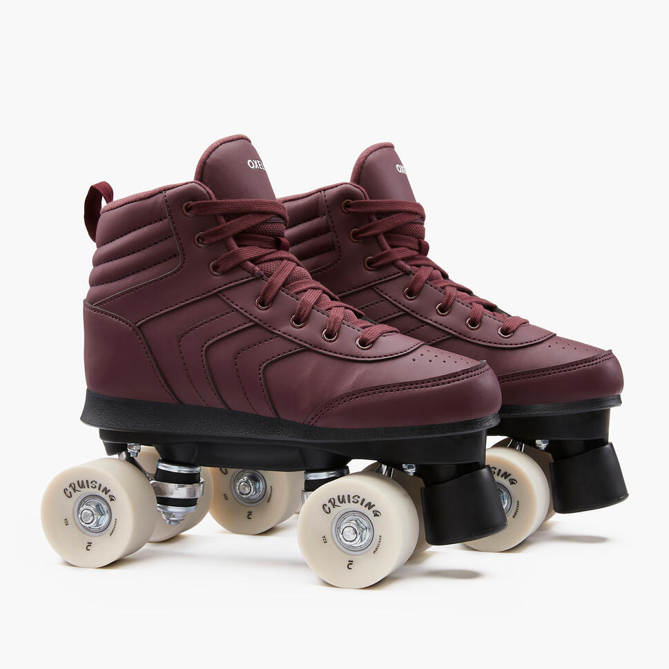 Adult Roller Skates Quad 100 Burgundy OXELO Decathlon