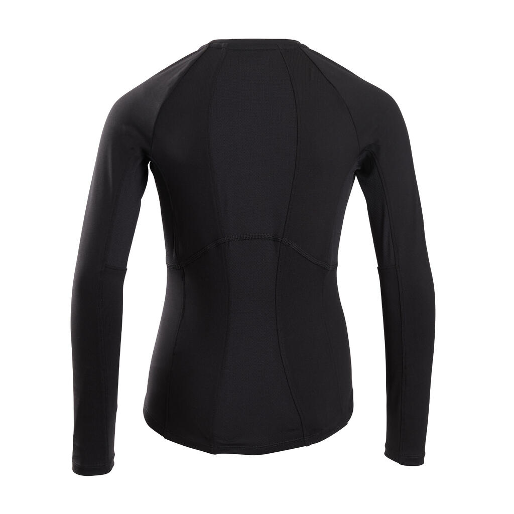 Kids' Long-Sleeved Figure Skating T-Shirt - Black